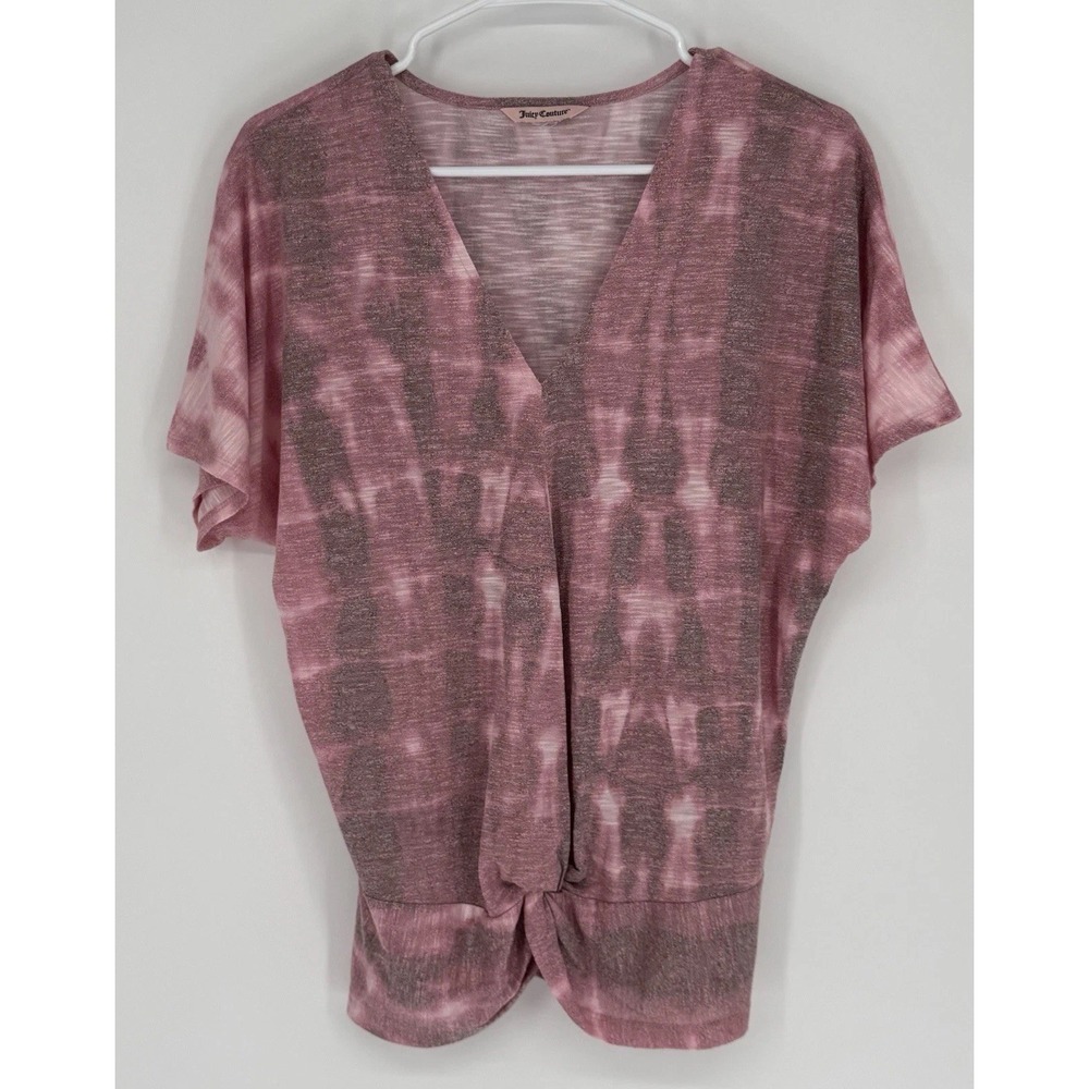 Juicy‎ Couture Shirt Women's Large Pink Twist Boho Chic Festival Whimsy Tie Dye